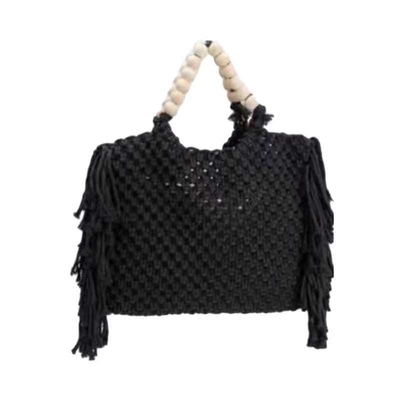 Wooden Beaded Weaving Tote Bag