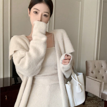 Knitted Wide-leg Pant Three-piece Set