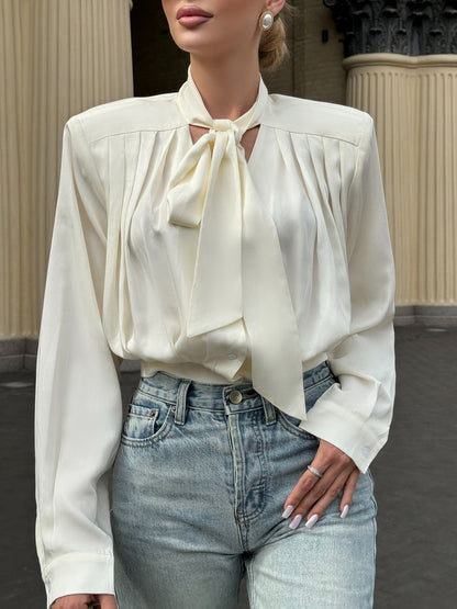 Lace-up Long-sleeved Blouse