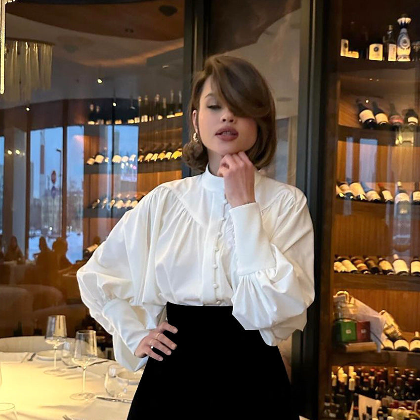 Puff Sleeve Pleated Shirt