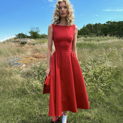 Boat-neck Elegant Dress