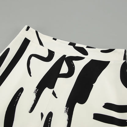 Printed Long  Wide-Pants Two-piece Set