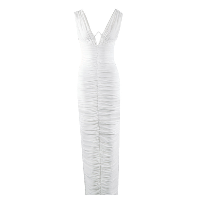 High-grade V-Ruched Dress