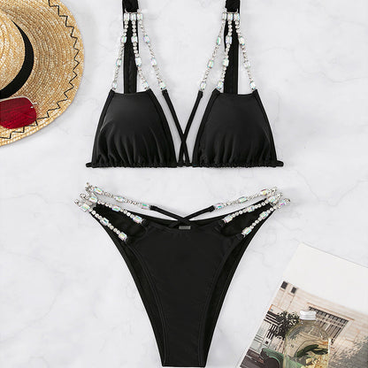 Rhinestone strappy bikini aesthetics 