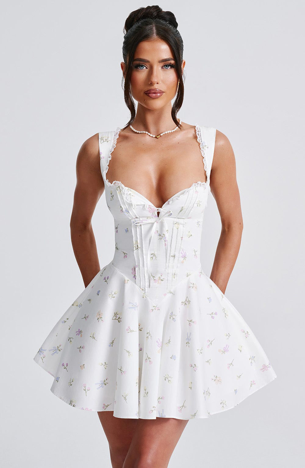 Tailored Tie Back Floral Dress