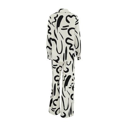 Printed Long  Wide-Pants Two-piece Set
