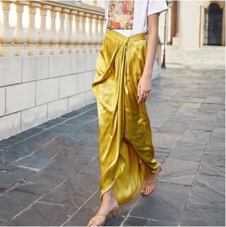 Asymmetrical Slit Long Skirt