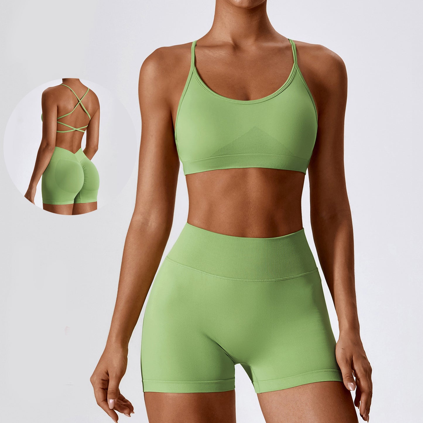 Seamless Strap Back Shorts Set