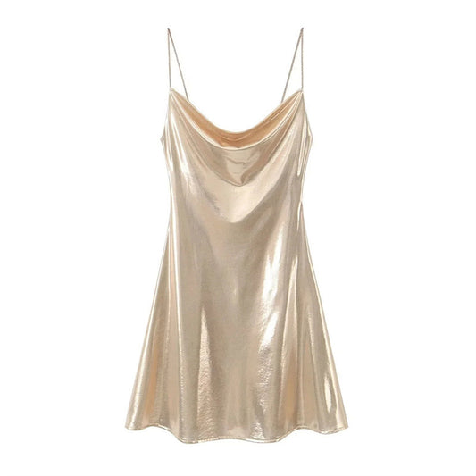 Low Metallic Sling Dress