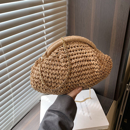 Cloud Woven Straw Chain Bag