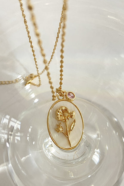14K gold plated pendant necklaces with feminine floral design