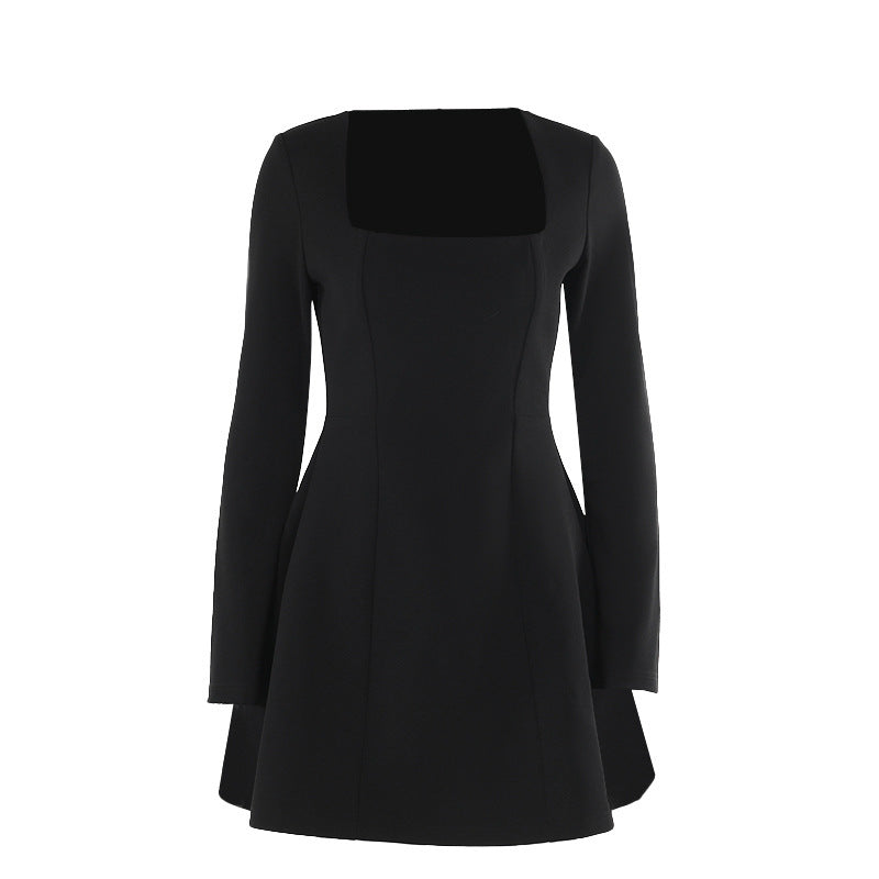 Square Collar Long Sleeve Dress