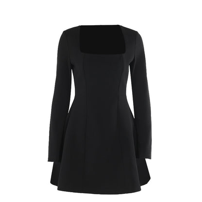 Square Collar Long Sleeve Dress