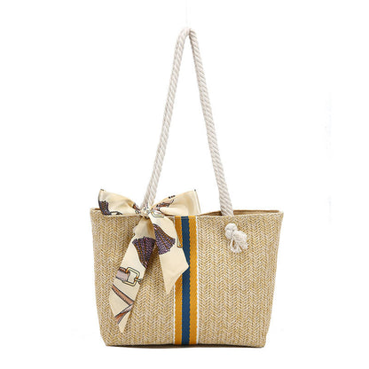 Stripe Large Straw Woven Bag