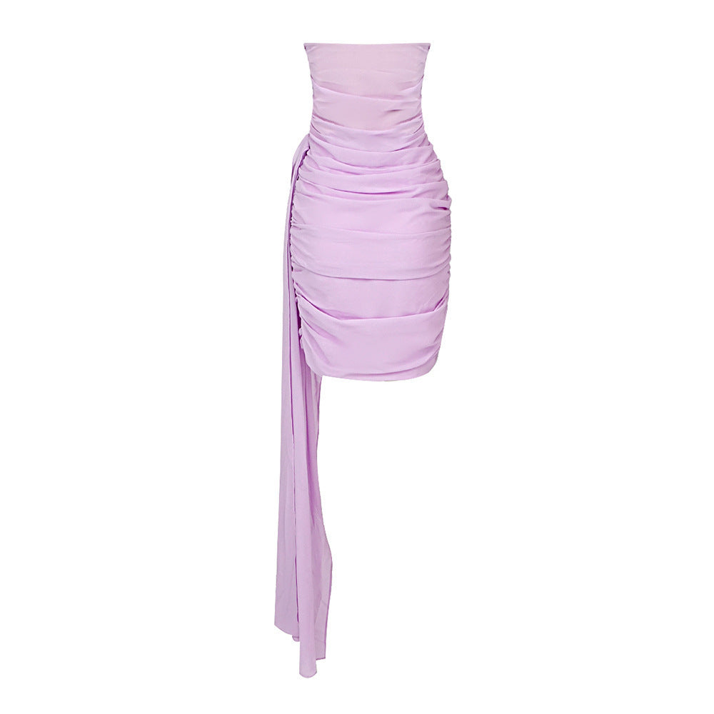 Hip-wrapped Draped Dress