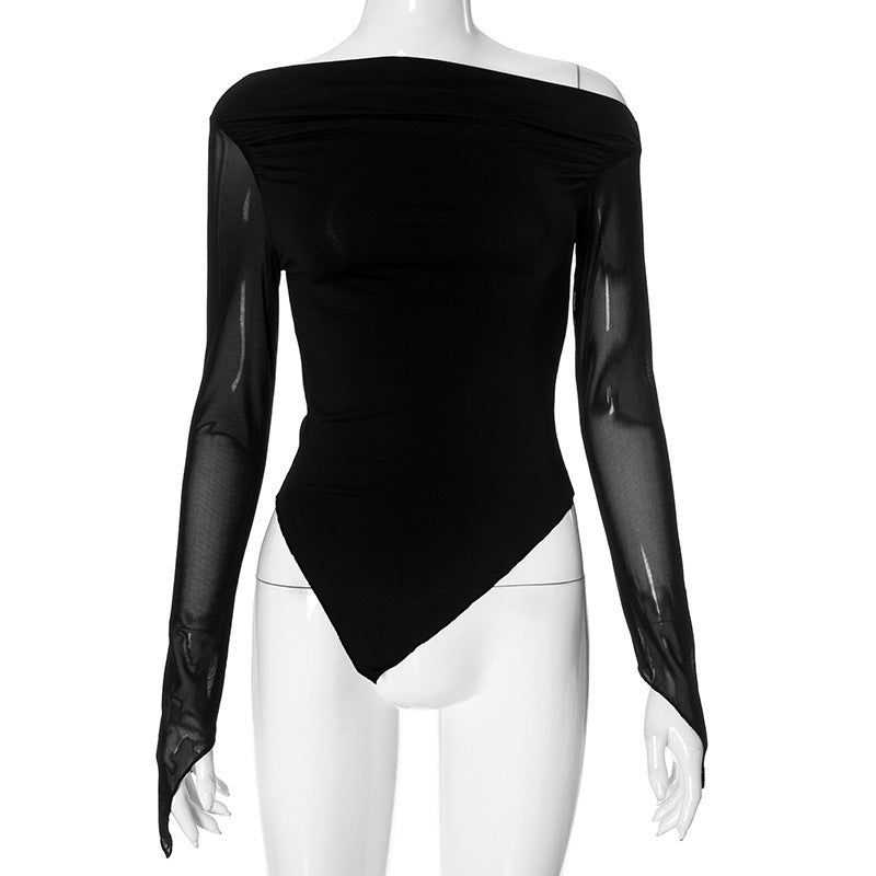 Cold-shoulder Voile Irregular Top