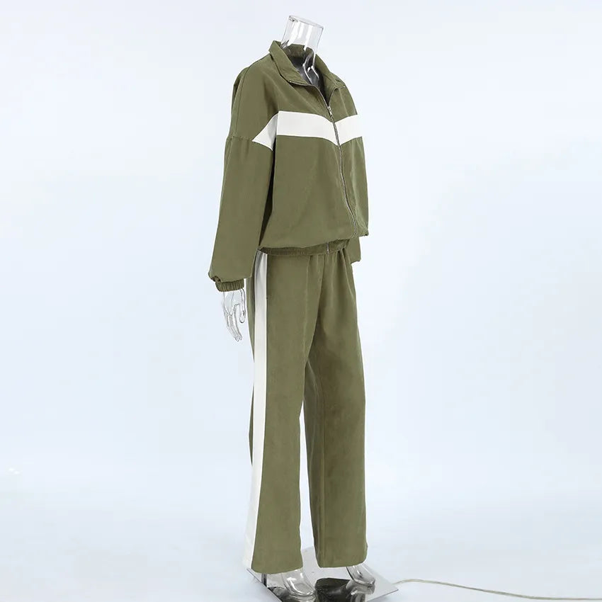 Contrast Color Sports Pant Set