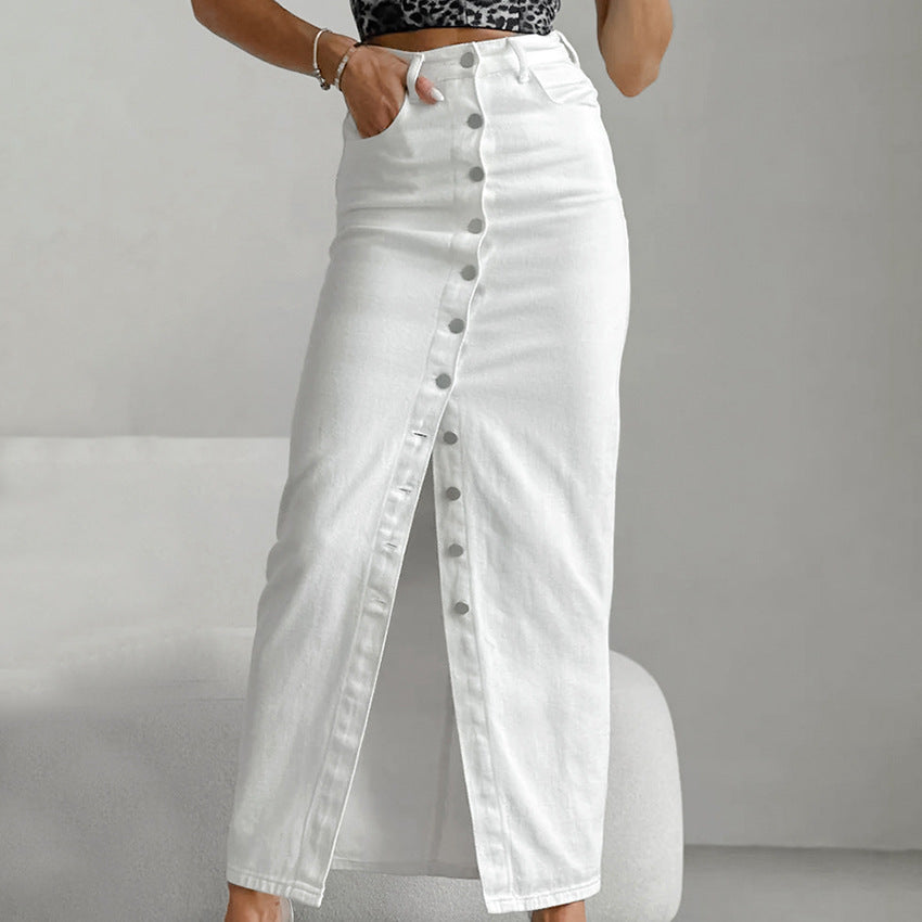 High Waist Buttoned Skirt