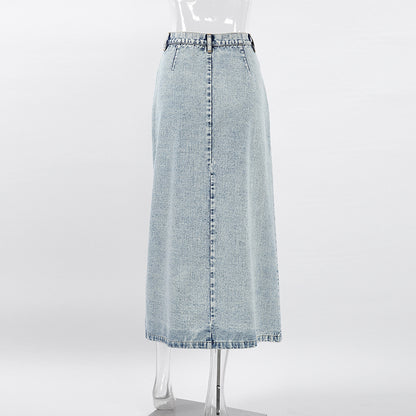 Retro Long Denim Skirt