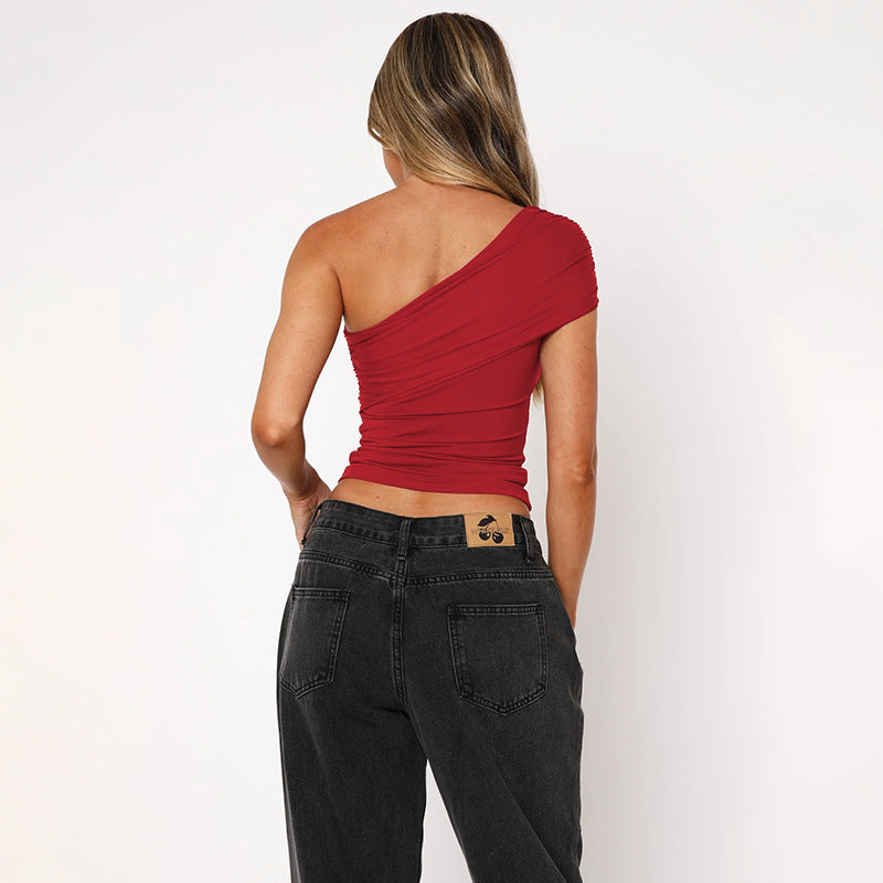 Cloud Oblique Shoulder Fitted Shirt