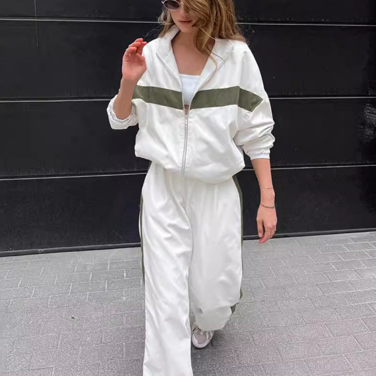 Contrast Color Sports Pant Set