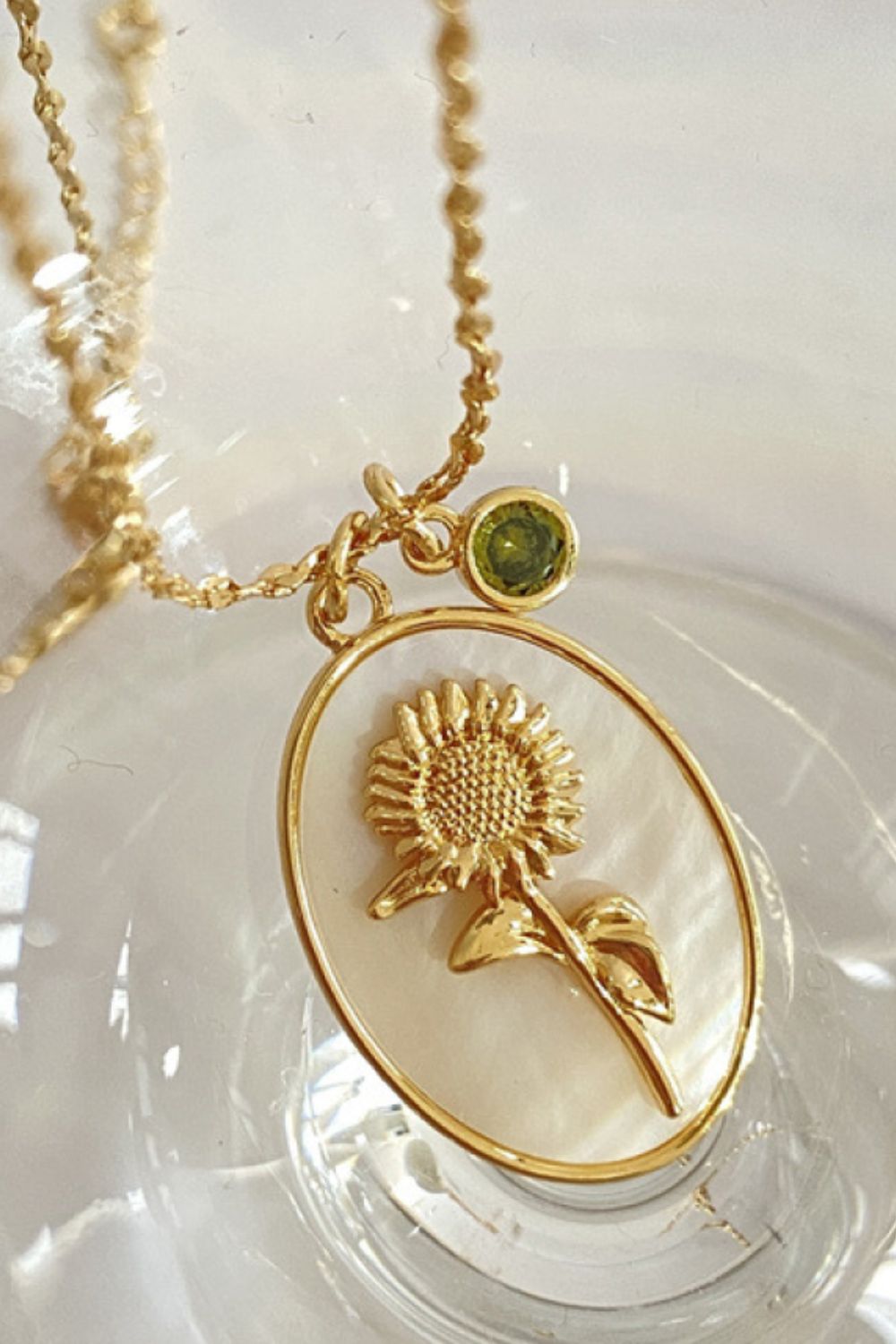 14K gold plated pendant necklaces with feminine floral design