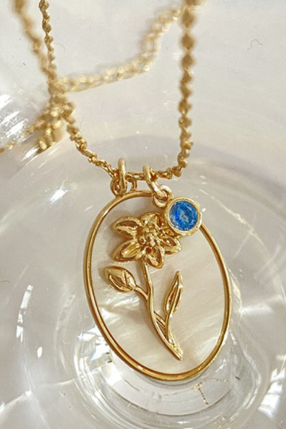 14K gold plated pendant necklaces with feminine floral nature-inspired design