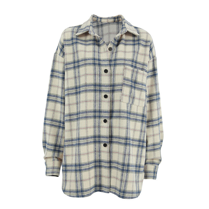Loose Plaid Long Sleeve Shirt