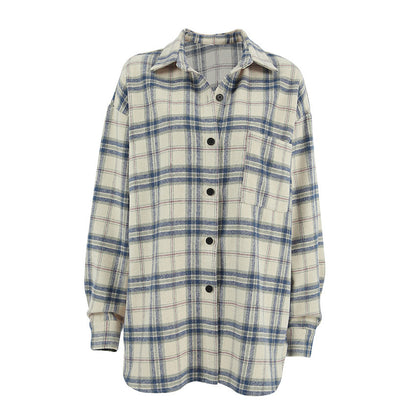 Loose Plaid Long Sleeve Shirt