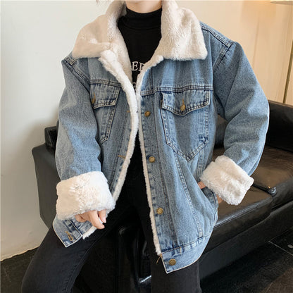 Fur Collar Loose Denim Jacket