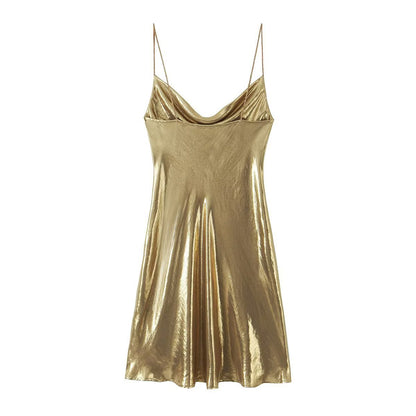 Low Metallic Sling Dress