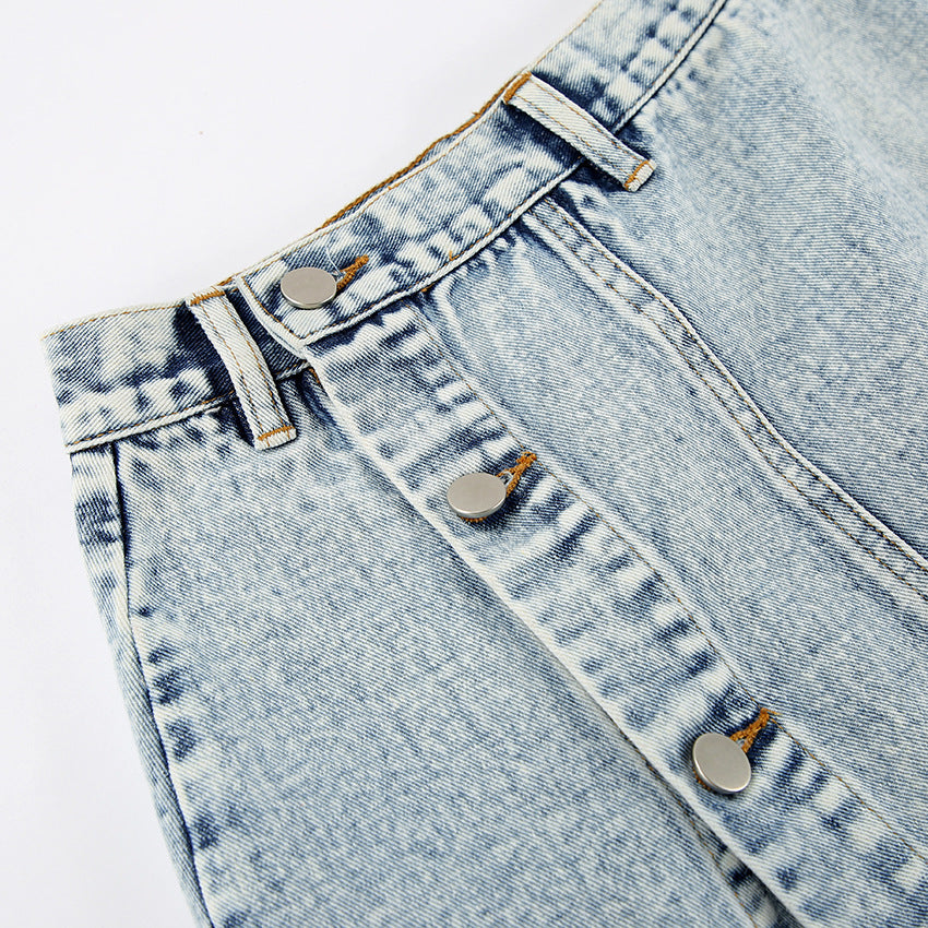 Retro Long Denim Skirt