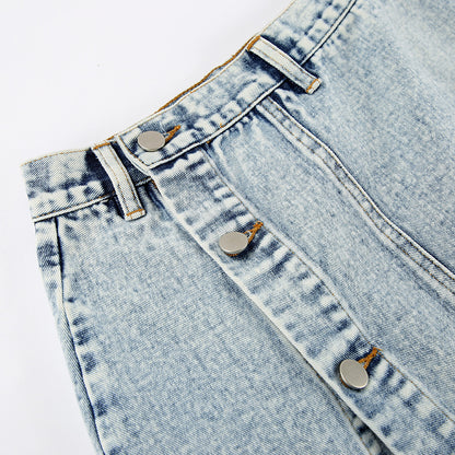Retro Long Denim Skirt