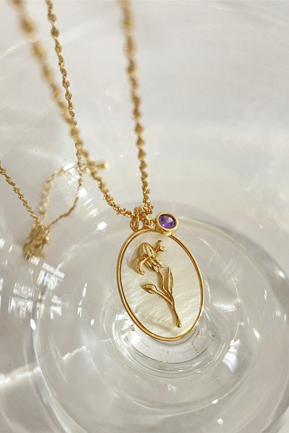 14K gold plated pendant necklaces with feminine floral design