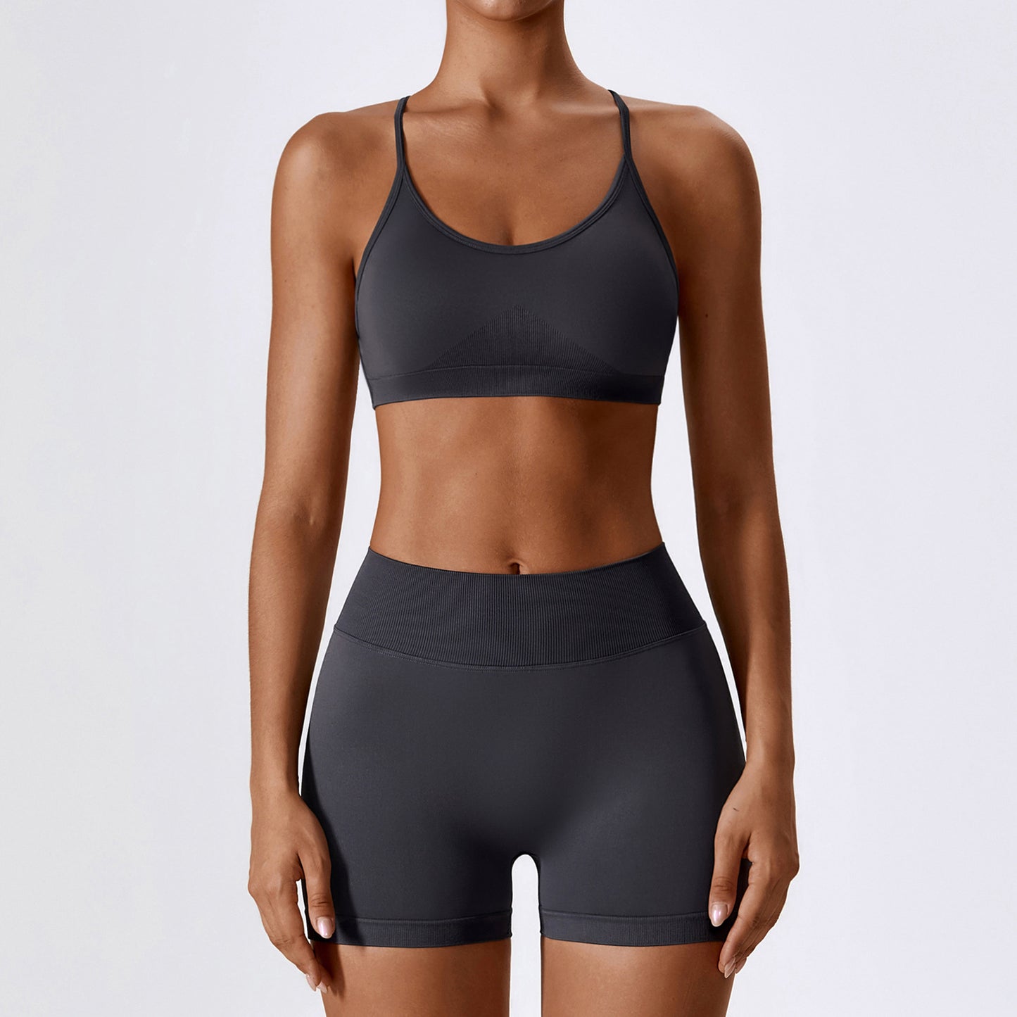 Seamless Strap Back Shorts Set