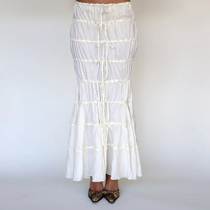 Slim-fit Patchwork Top Tie-up Skirt Set