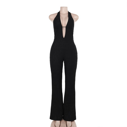Slim-fit Lace V-neck Jumpsuit