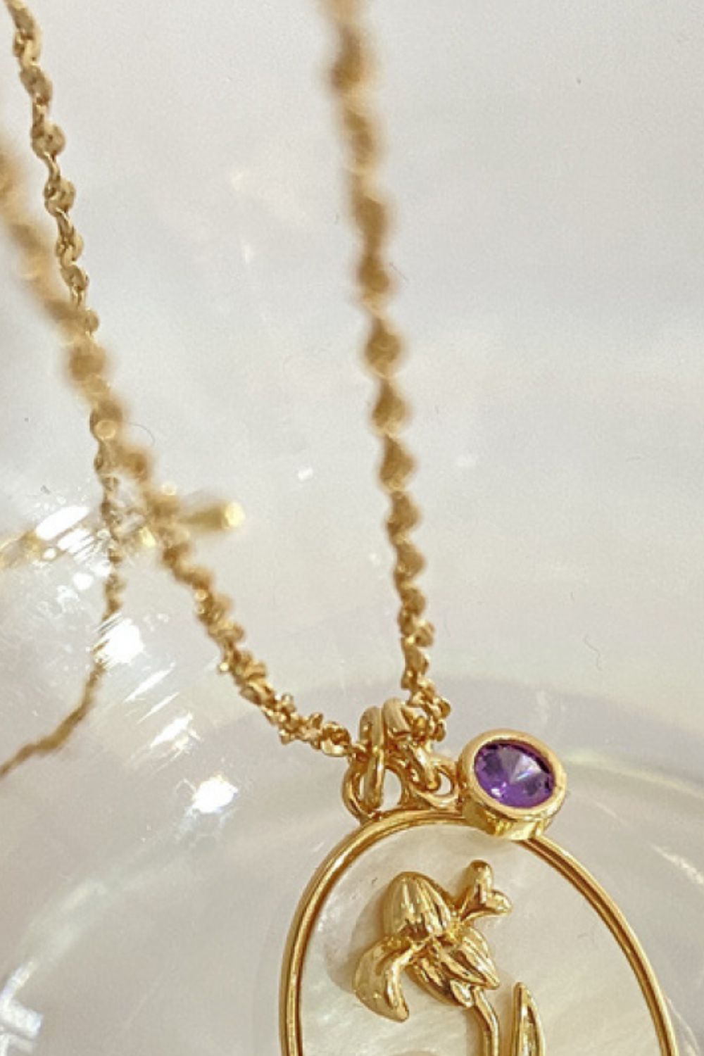 14K gold plated pendant necklaces with feminine floral design