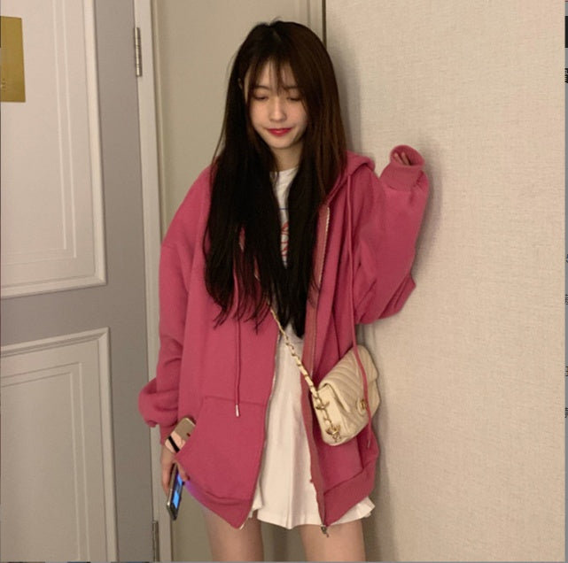 Loose Fleece Zipper Hoodie