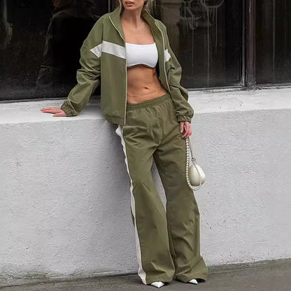 Contrast Color Sports Pant Set