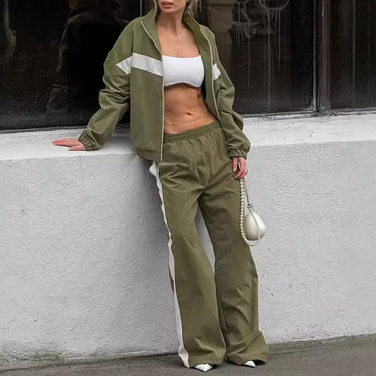 Contrast Color Sports Pant Set