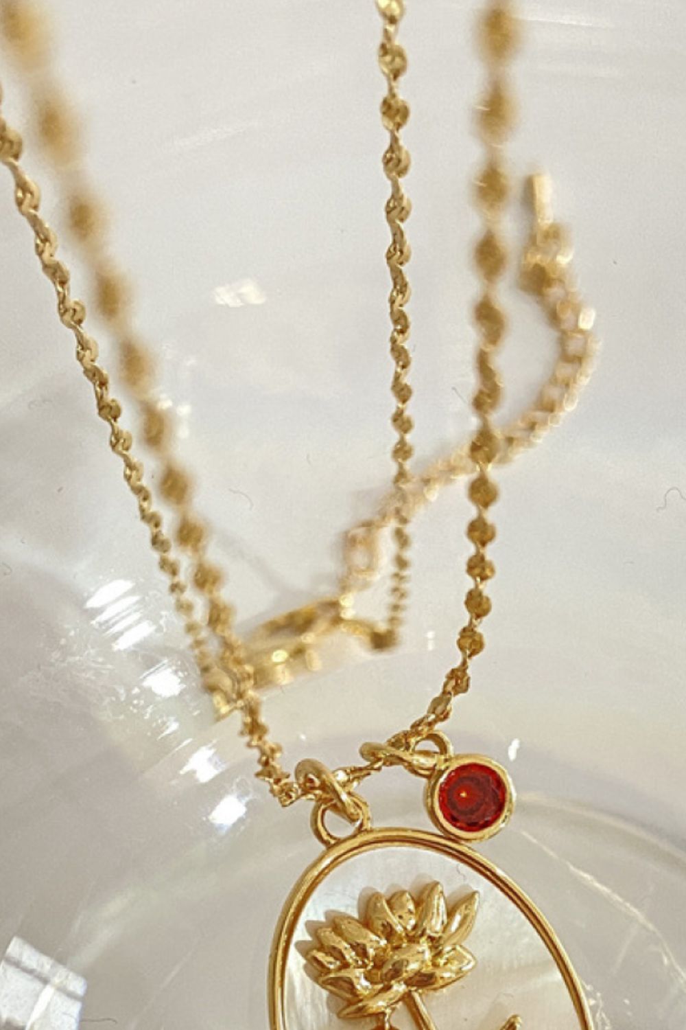 14K gold plated pendant necklaces with feminine floral design