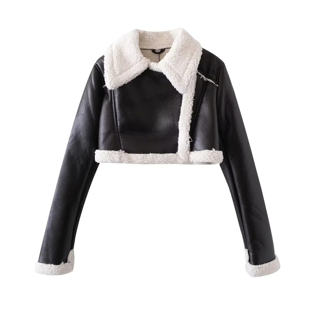 Short Faux Motorcycle  Coat