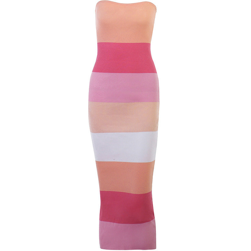 Color Blocking Woolen Dress