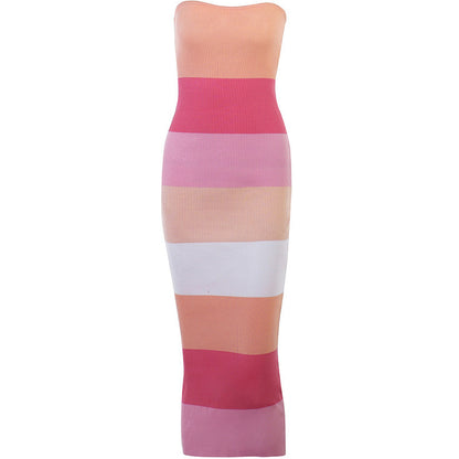 Color Blocking Woolen Dress