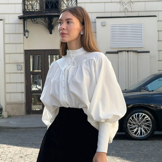 Puff Sleeve Pleated Shirt
