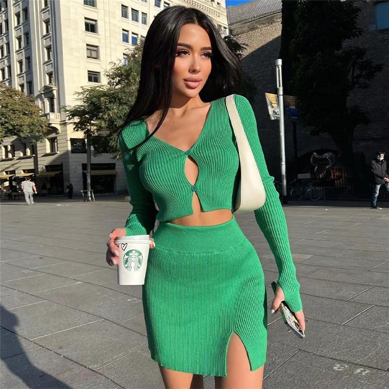 Knitted Short Skirt Set