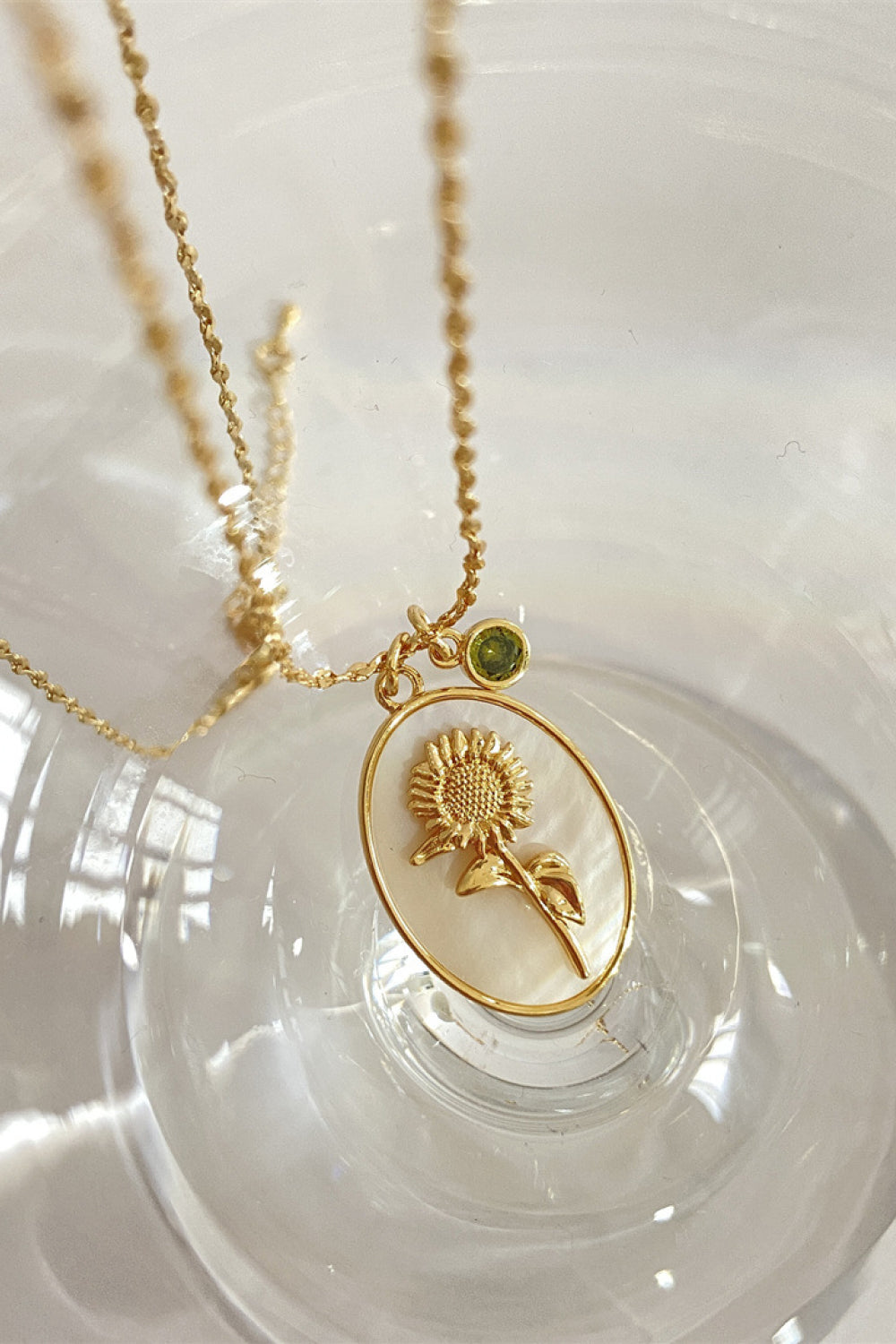 14K gold plated pendant necklaces with feminine floral design