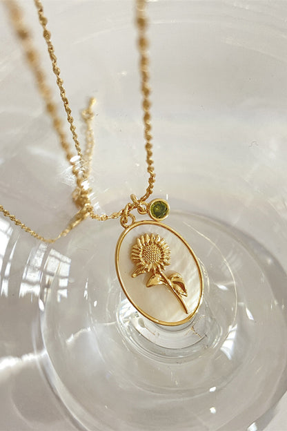 14K gold plated pendant necklaces with feminine floral design