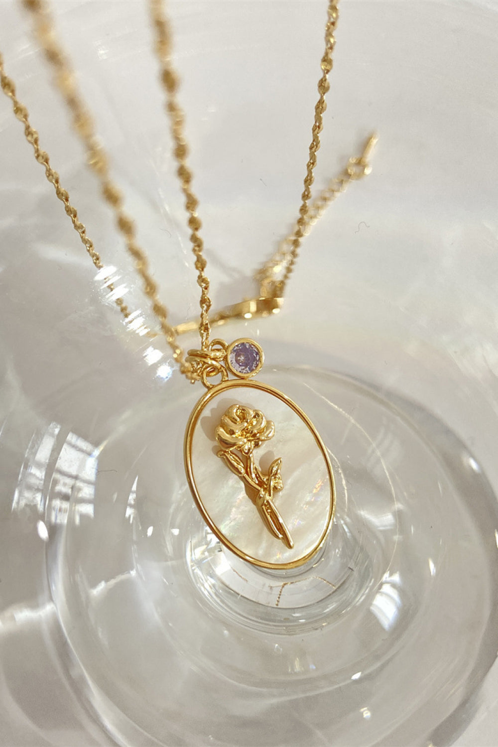 14K gold plated pendant necklaces with feminine floral design